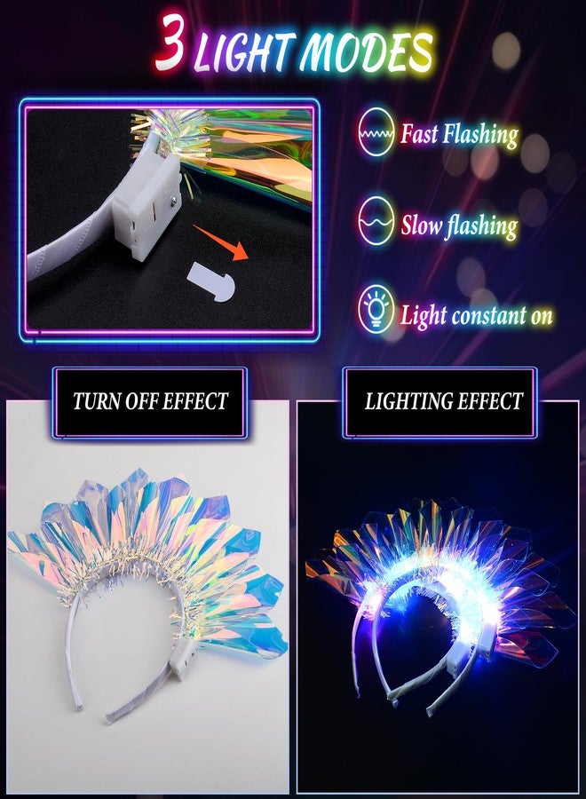 HONLYNE Valentines Day Gifts, New Year LED Headband Light Up Headband, Glow In The Dark Party Supplies, Glow Party Crown Hair Accessories for Women & Girls, Glow In The Dark Flashing Hair Band for Raves - Image 5